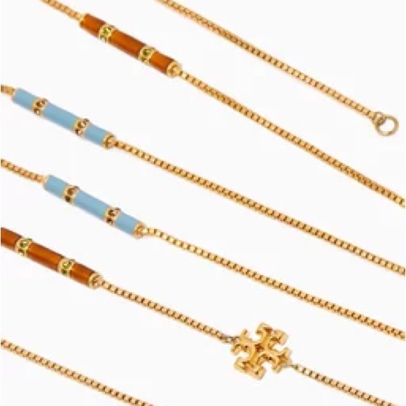NWT Tory Burch Kira 18K Gold-Plate & Enamel Long Necklace - Picture 2 of 12